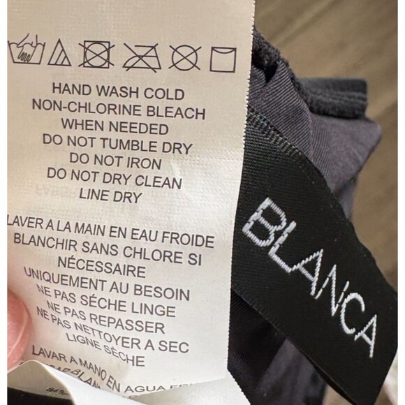 La Blanca 10 Black High Neck Mesh Inset One Piece Swimsuit Island Goddess - Picture 5 of 6